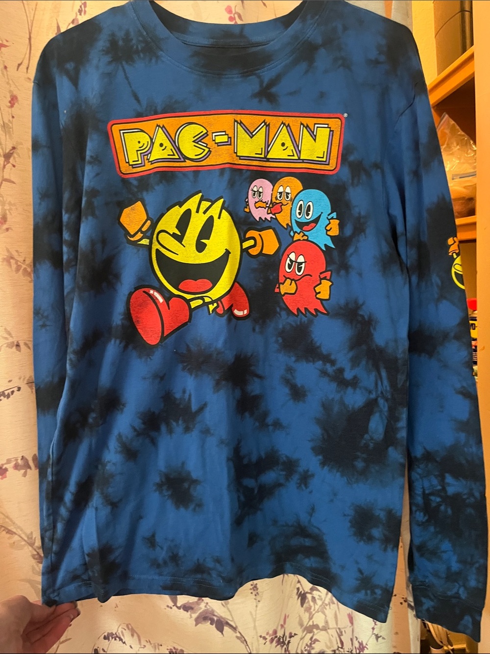 Pac-Man Graphic Tie-Dye Long Sleeve Shirt - Blue